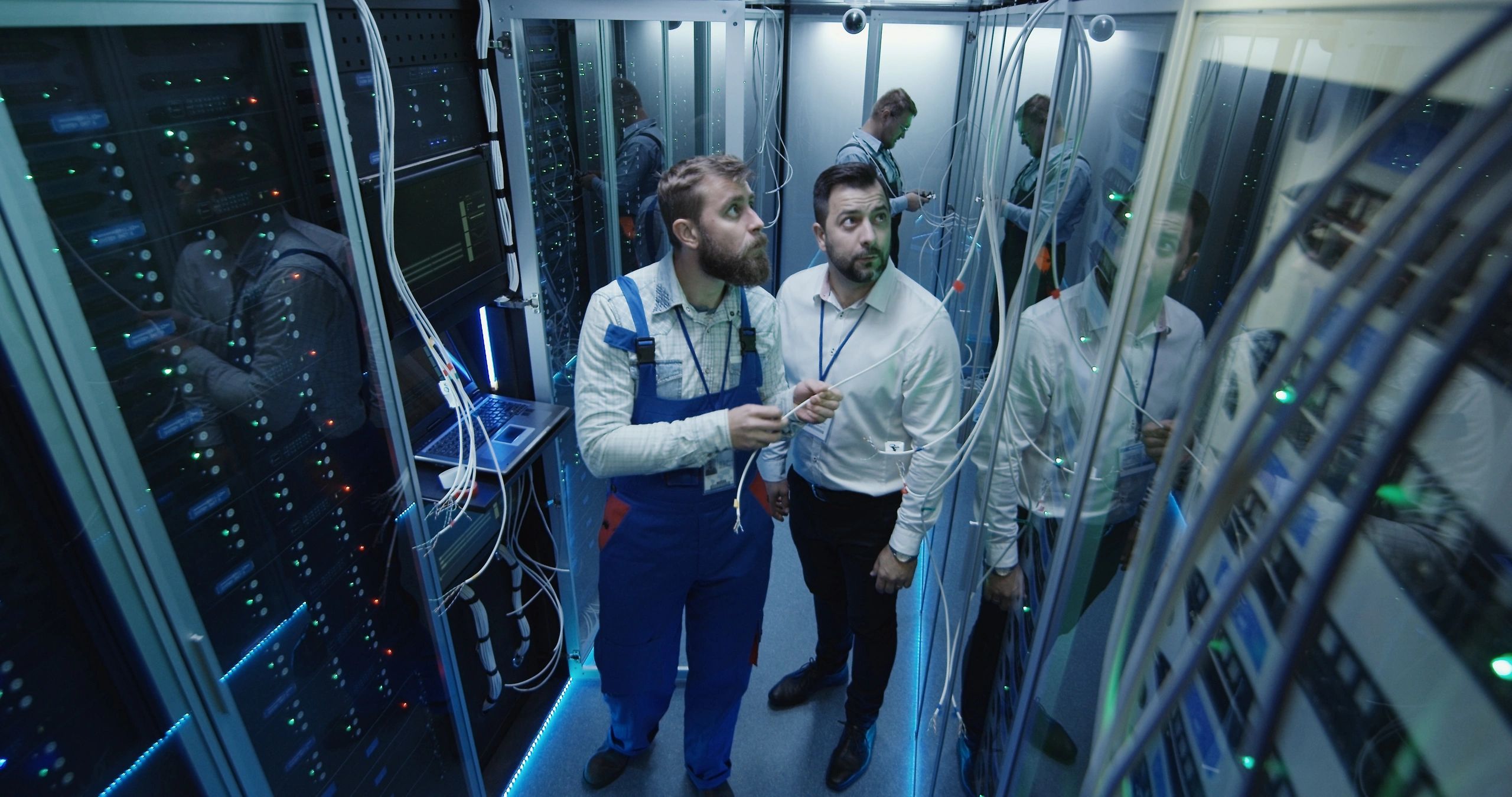 Fiber optic technicians supporting infrastructure work